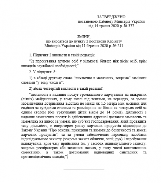 Кабмин обнародовал постановление об ослаблении карантина в Украине: что разрешено
Кабмин обнародовал постановление об ослаблении карантина в Украине: что разрешено