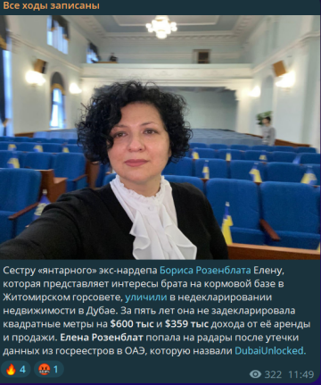 Сестра "янтарного" нардепа Розенблата скрыла недвижимость в ОАЭ, почти на $1 млн Сестра "янтарного" нардепа Розенблата скрыла недвижимость в ОАЭ, почти на $1 млн