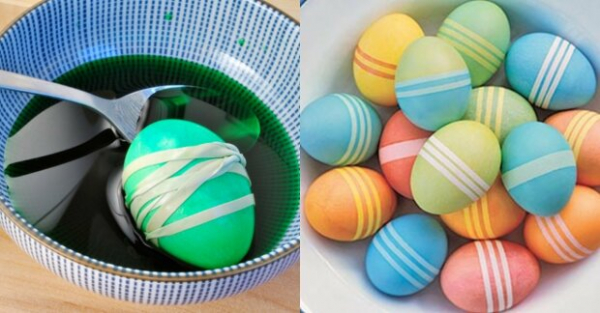 Не только луковая шелуха, но резинки и кружево: как необычно покрасить яйца на Пасху