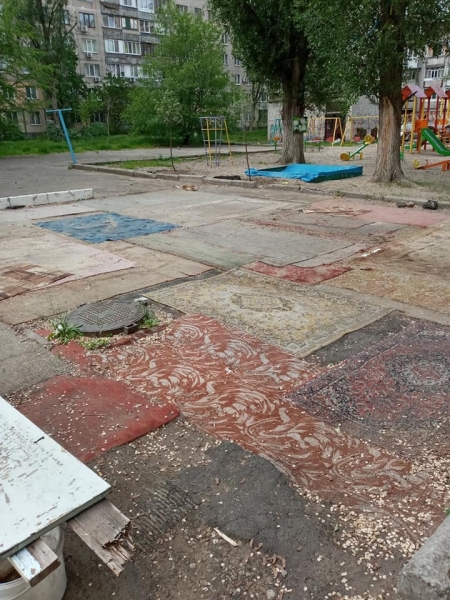 
"Дорого-богато": в Днепре спортплощадку застелили коврами. Фото
 
