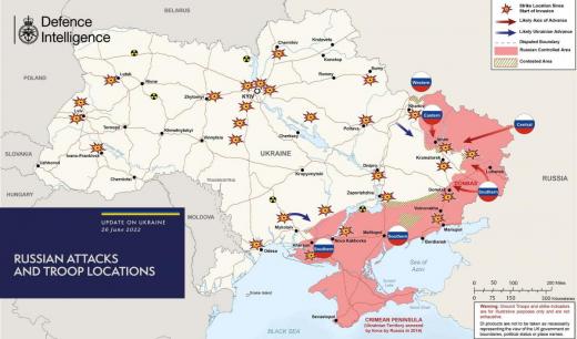 Новая карта боев в Украине от британской разведки: враг занял Северодонецк, а ВСУ возле Херсона
Новая карта боев в Украине от британской разведки: враг занял Северодонецк, а ВСУ возле Херсона