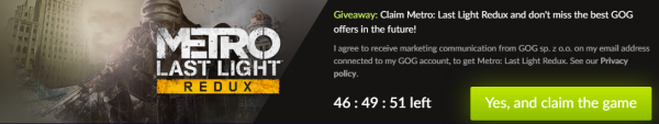 Халява от CD Projekt Red – в сервисе GOG бесплатно раздают украинский шутер Metro: Last Light
Халява от CD Projekt Red – в сервисе GOG бесплатно раздают украинский шутер Metro: Last Light