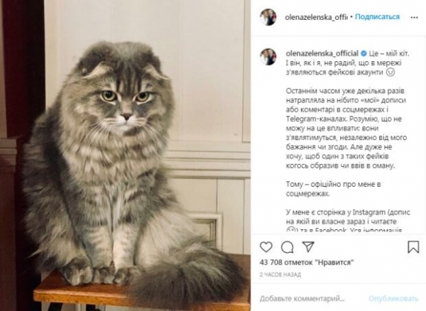Елена Зеленская показала свою пушистую киску