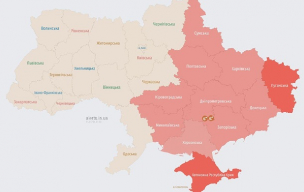 На востоке Украины объявлена воздушная тревога На востоке Украины объявлена воздушная тревога